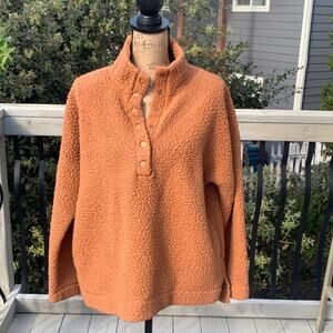 Aerie cloud Sherpa oversized pullover sweatshirt brown tan snap fleece brown M